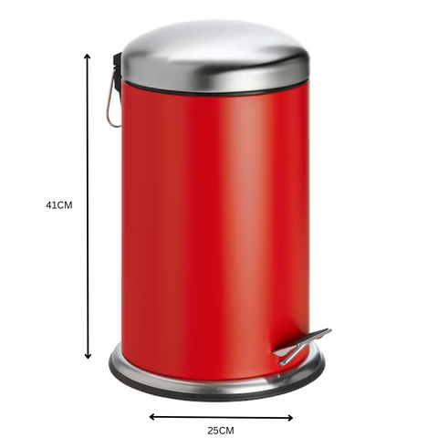 12 Litre Red Dust Bin With Dome Lid
