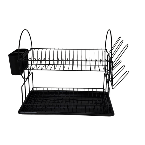 2 Level black chrome dish rack