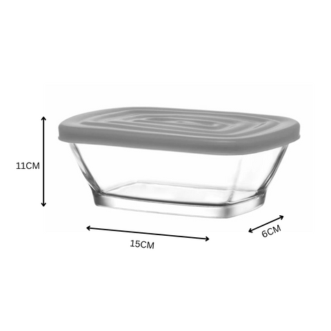 LAV 1 Piece 375ml Rectangular Jar With Grey Lid