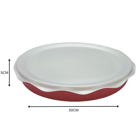 Red pastry tray with lid