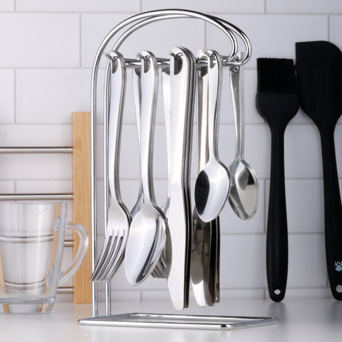 24 Piece Stainless Steel Hanging Cutlery Set