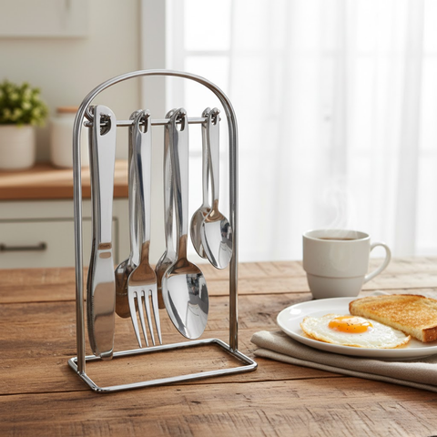 24 Piece Stainless Steel Hanging Cutlery Set