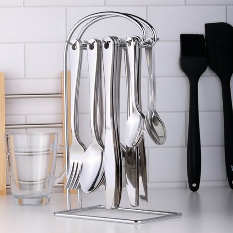 24 Piece Stainless Steel Hanging Cutlery Set