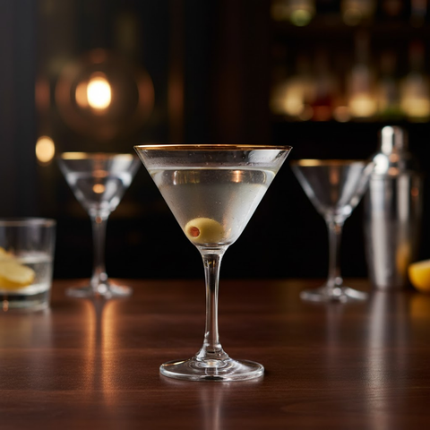 6 Piece 250ml Gold Rim Martini Glass