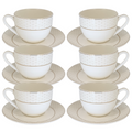 12 Piece cup and saucer set with gold rim and dots
