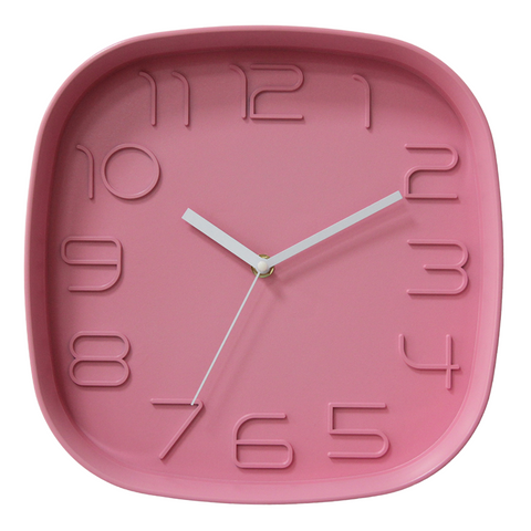 Square pink wall clock 
