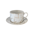 12 Piece cup and saucer set with gold pattern