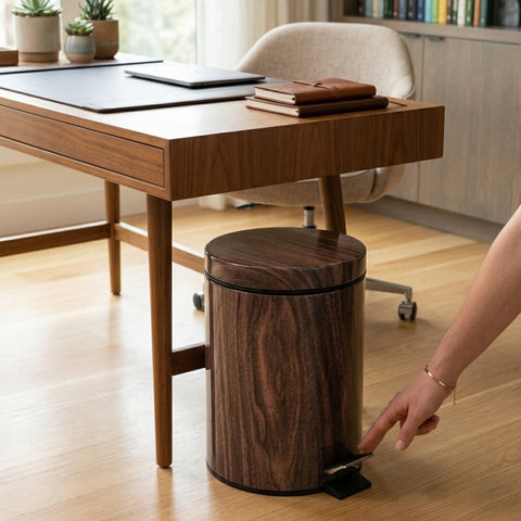 5 Litre Brown Marble Look Dust Bin