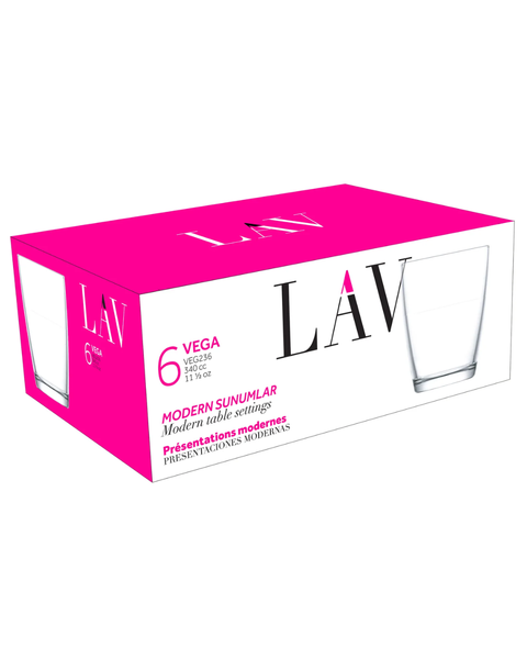 6 Piece 340ml Vega Whisky Glass