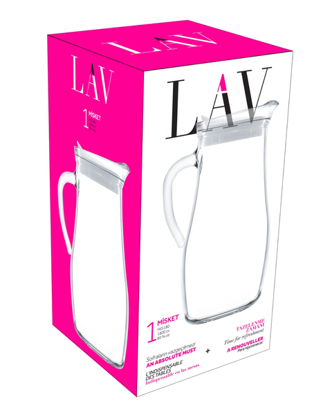 1800ml Misket Glass Jug With White Lid
