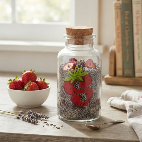 1 Piece 250ml Strawberry Glass Jar With Wooden Cork