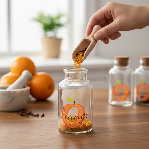 1 Piece 250ml Orange Glass Jar With Wooden Cork