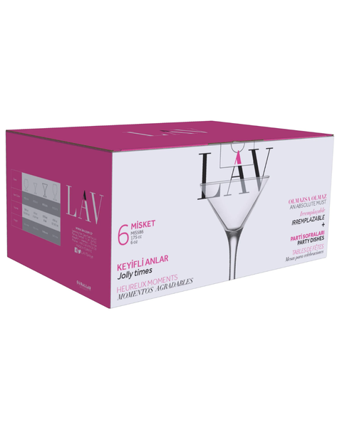 6 Piece 175ml Misket Martini Glass
