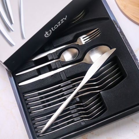 24 Piece Matt Stainless Steel Cutlery Set