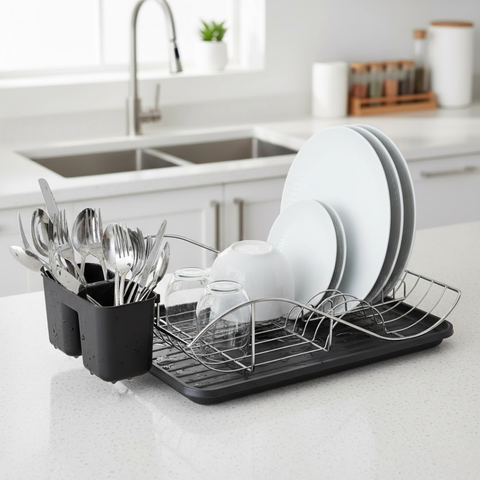Chrome Dish Rack With Tray