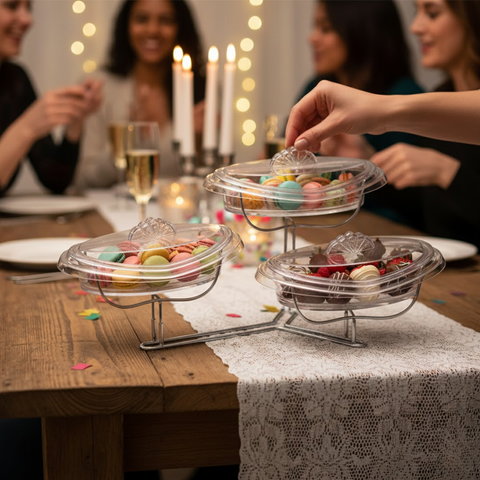 3-Tier Plastic Dessert Tray With Lid