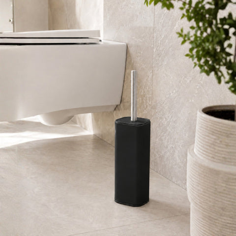 Black Round Toilet Brush With Holder