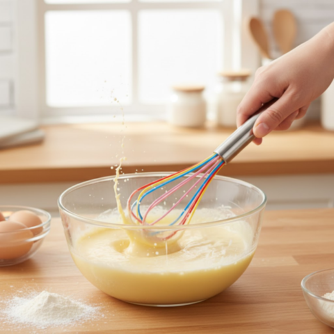 21cm Silicon Whisk With Stainless Steel Handle