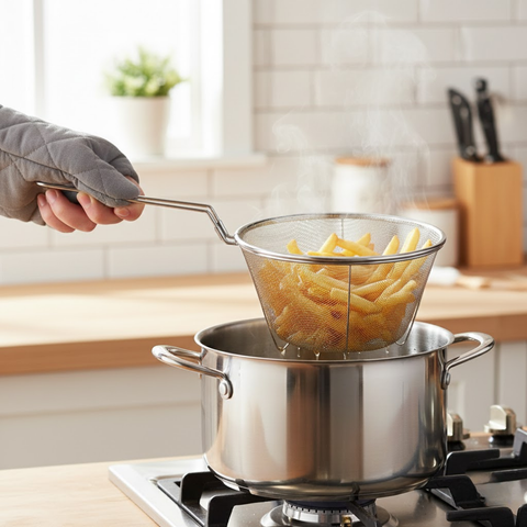18cm Round Fryer Basket With Handle