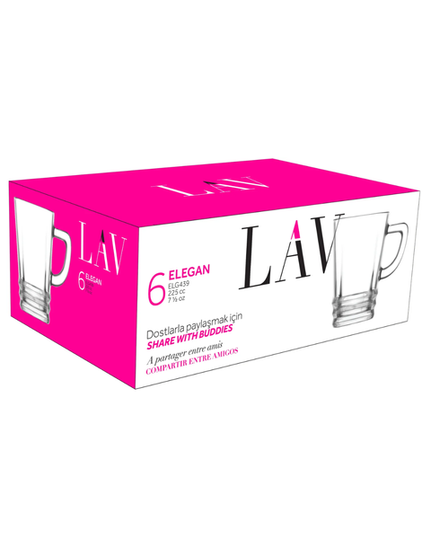 6 Piece 225ml Elegan Coffee Glass