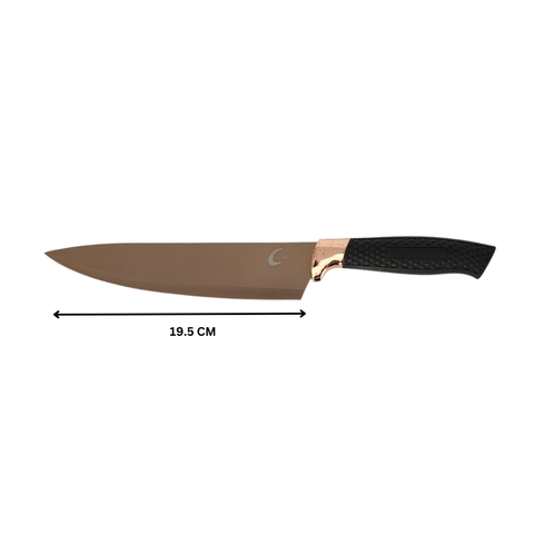 9 Piece Rose Gold Knife Set With Black Plastic Handle