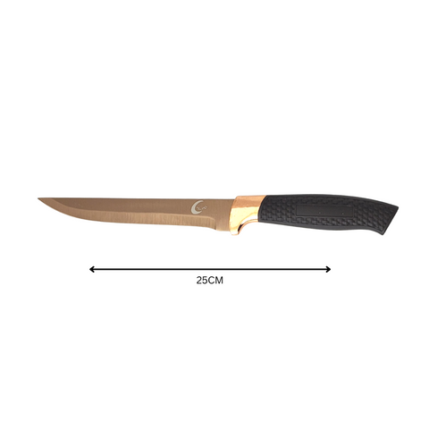 9 Piece Rose Gold Knife Set With Black Plastic Handle