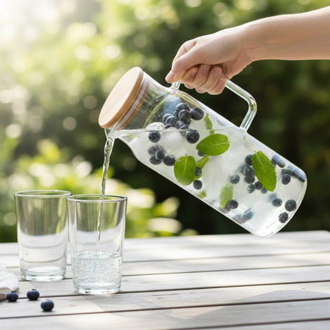 1.2 Litre Glass Jug With Wooden Lid