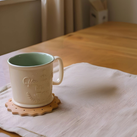 Green Lungo Cup With Coaster