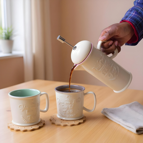 Brown Lungo Cup With Coaster
