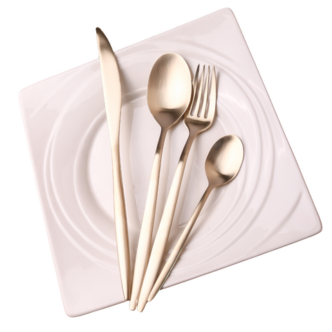 24 Piece Gold Stainless Steel Cutlery Set