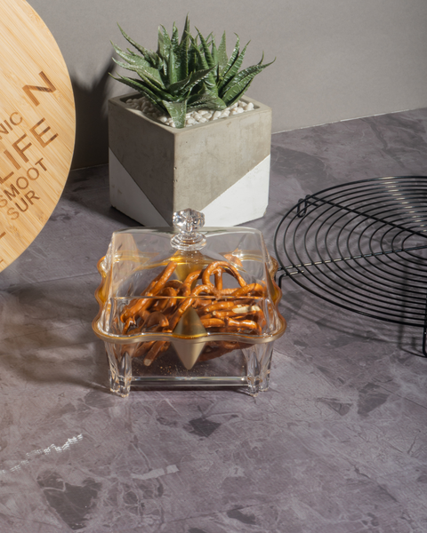 Acrylic Clear And Gold Snack Bowl