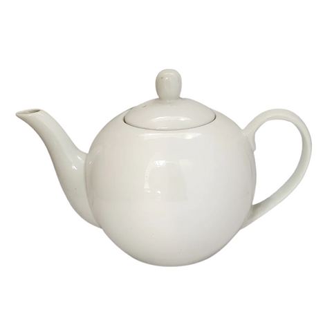 Porcelain White Round Tea Pot With Lid