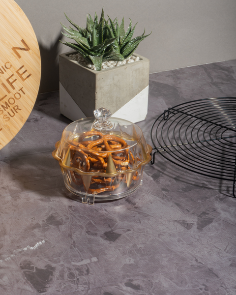 Acrylic Clear And Gold Round Snack Bowl
