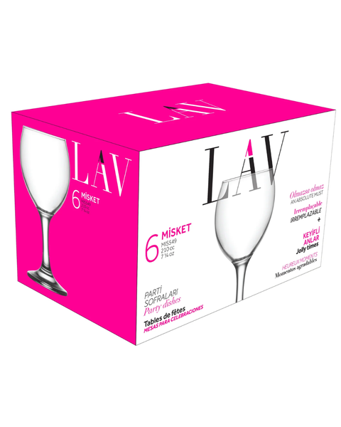 6 Piece 210ml Misket Wine Glass