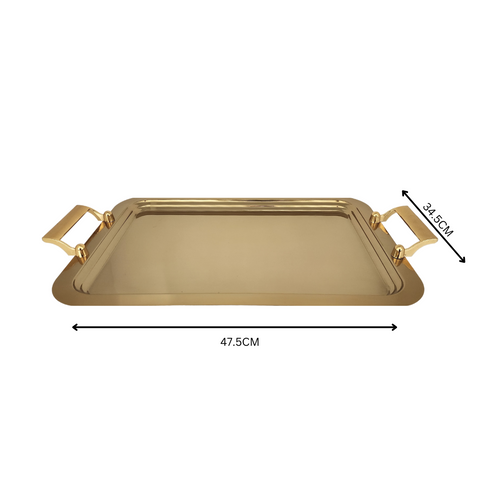 18-10 Stainless Steel Large Gold Tray With Gold Handle 
