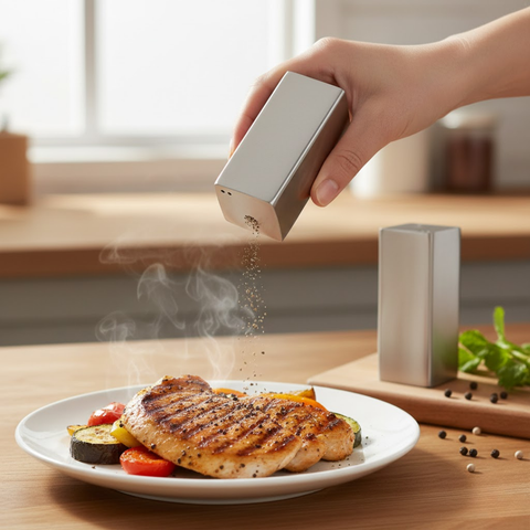 Stainless Steel Rectangular Salt And Pepper