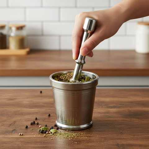 9cm Stainless Steel Mortar & Pestle