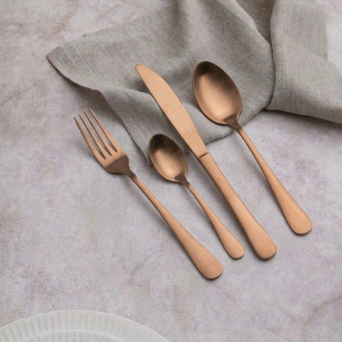24 Piece Copper Matt Cutlery Set