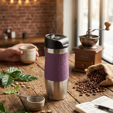 400ml Stainless Steel Purple Travel Mug