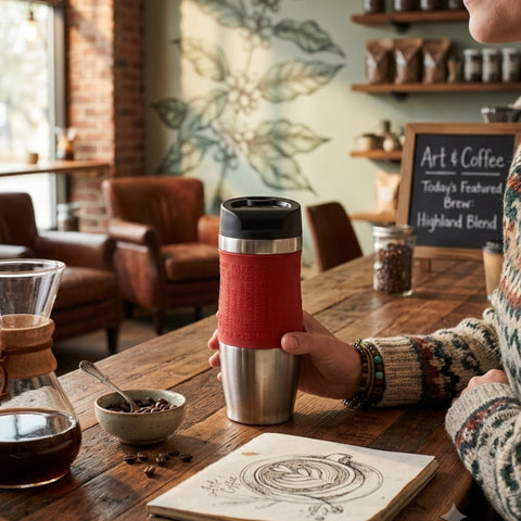 400ml Stainless Steel Red Travel Mug