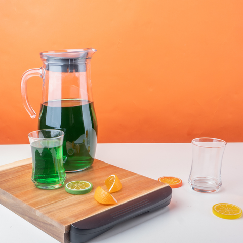 1800ml Misket Glass Jug With Grey Lid