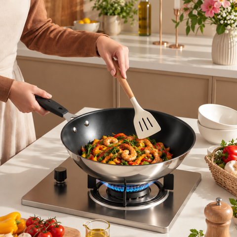 28cm Stainless Steel Wok