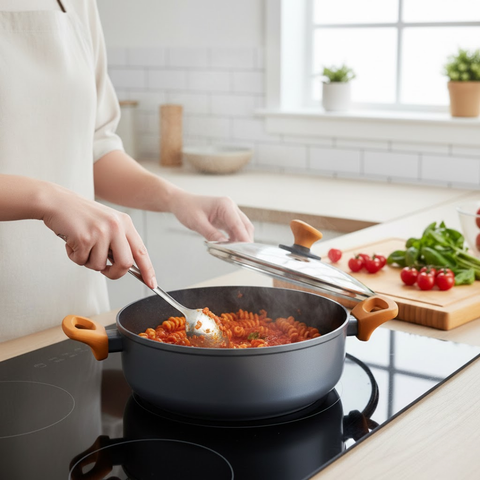 28cm Forged Shallow Pan With Lid