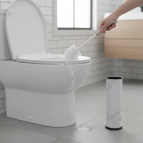 White Marble Look Toilet Brush