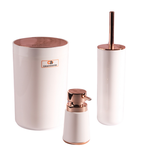 3 Piece white with rose gold bathroom set