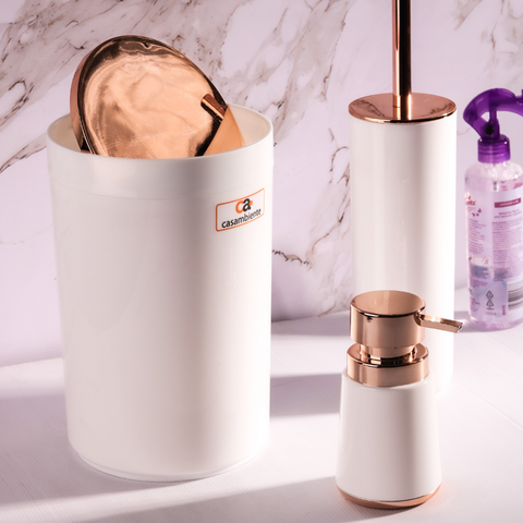 3 Piece white with rose gold bathroom set