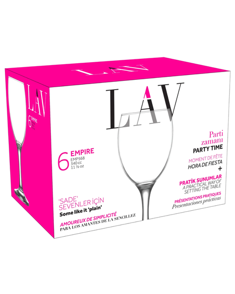 6 Piece 340ml Empire Wine Glass