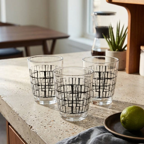 6 Piece 340ml Square Line Water Glass