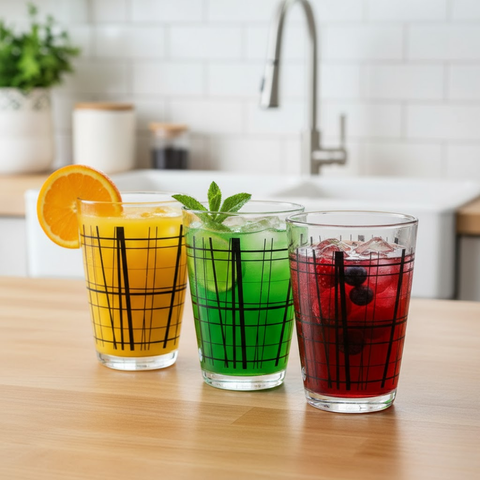 3 Piece 415ml Vega Hi-ball Glass With Pattern