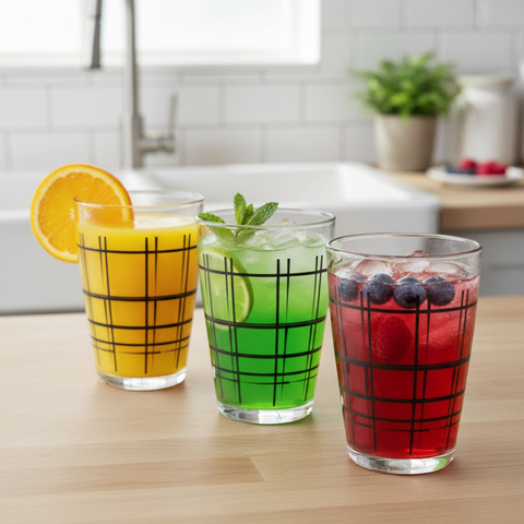 3 Piece 415ml Vega Hi-ball Glass With Pattern